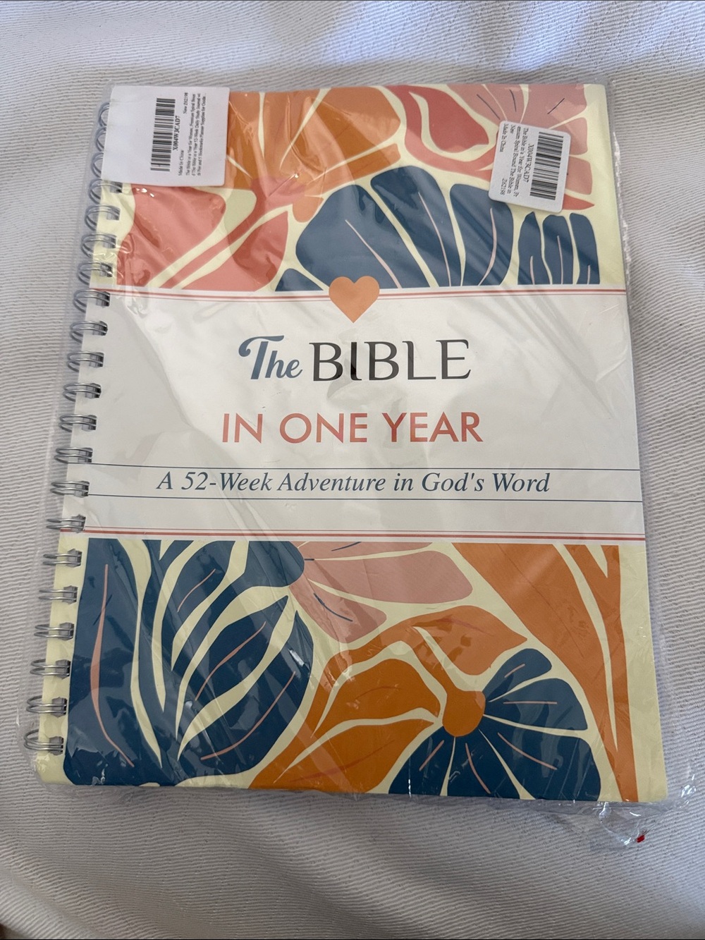 The Bible In One Year Spiral Journal - Navy Blue, Coral, and Orange